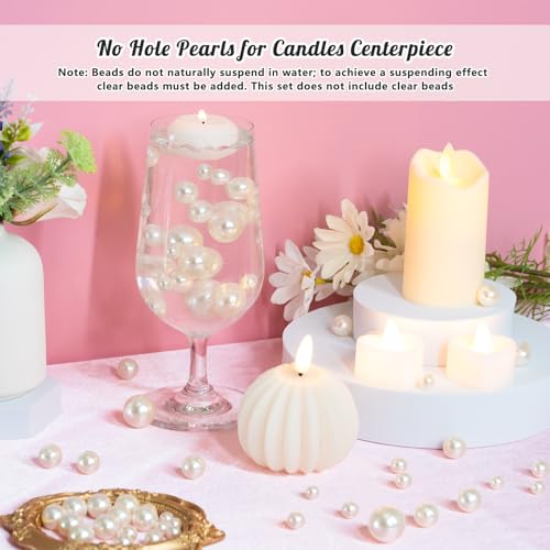 MACIOZE 2000PCS Pearls for Crafting, Ivory No Hole Beads for Centerpieces Vases, Assorted Sizes Bulk Fake Pearls Beads for Vase Filler, Candles Centerpiece, DIY Crafts, Jewelry Making (4/6/8/10/14/20mm) - Image 5
