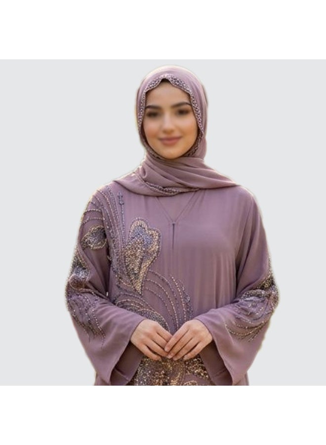 Daren Premium Purple Abaya for Women - Korean Nida Fabric, Made in Dubai - Image 4