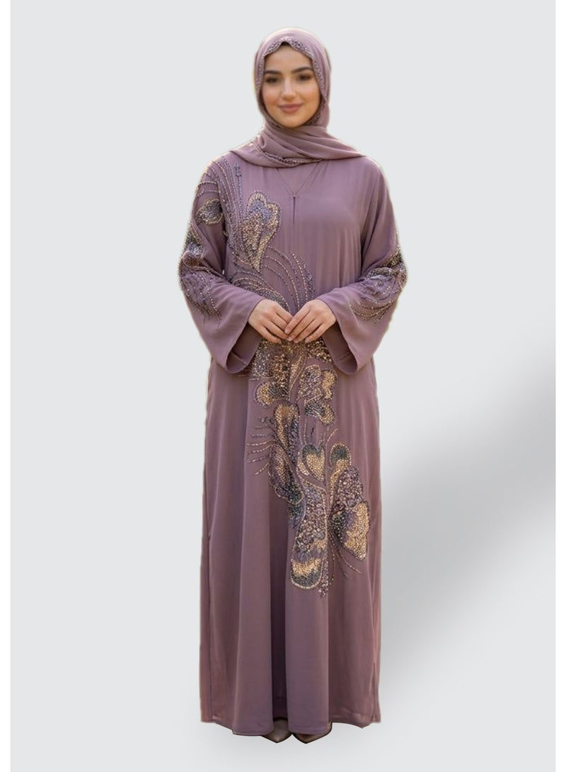 Daren Premium Purple Abaya for Women - Korean Nida Fabric, Made in Dubai - Image 1
