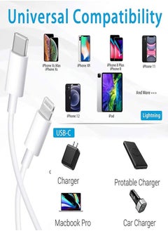 ماركة غير محددة كيبل شحن سريع USB C الى لايتنينج بطول 1 متر  سلك شاحن سريع لجميع انواع  الايفون  - Image 4