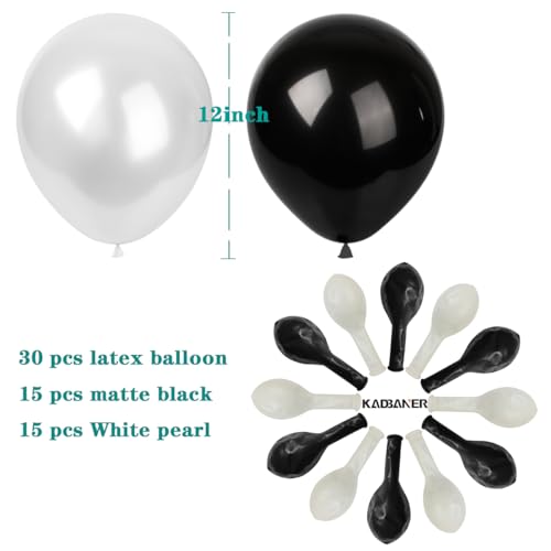 KADBANER White and Black Balloons30 pack 12 inch latex Balloons - Image 5