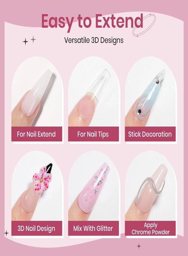 SUPWEE Clear White Pink Solid Builder Gel for Nails 3D Nail Art Sculpture Hard Gel with Dual Form for Extension Carving Molding Patterns Decoration Home Manicure DIY for Women - Image 3