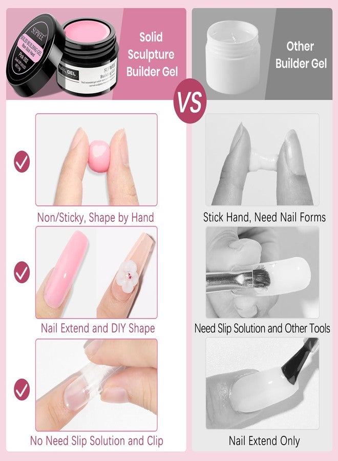 SUPWEE Clear White Pink Solid Builder Gel for Nails 3D Nail Art Sculpture Hard Gel with Dual Form for Extension Carving Molding Patterns Decoration Home Manicure DIY for Women - Image 4