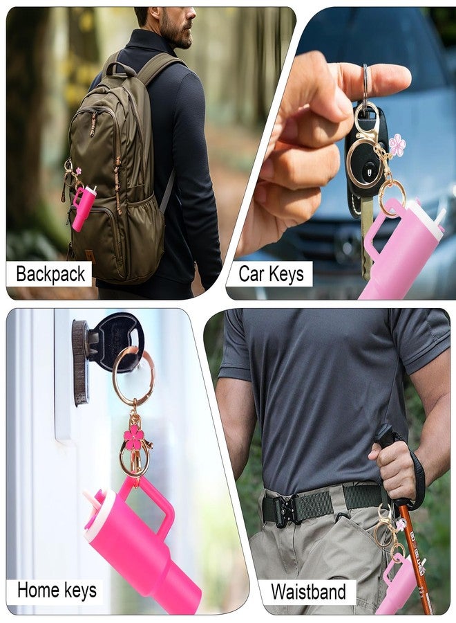 Tarini 4 Pieces Plum Blossom Mini Keychain, Cute Mini Tumbler Keychains with Flower Charm, Multi-Purpose Small Carrier for Chapstick Coins, Fashion Accessory for Women Men Girls - Image 5