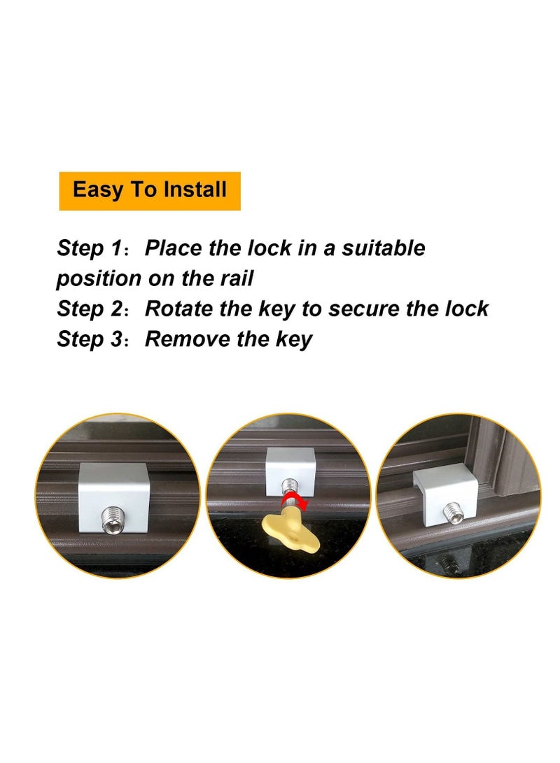 Adjustable Aluminum Alloy Window Locks Door Frame With Key Small 4Pc - Image 2