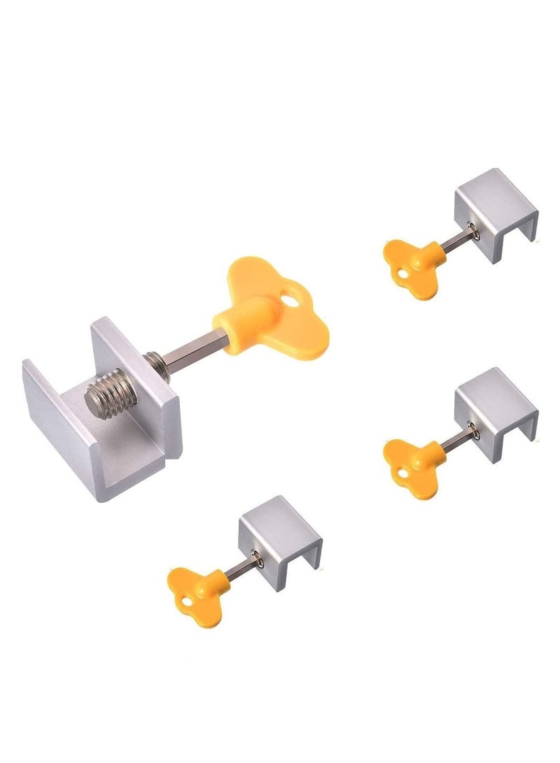 Adjustable Aluminum Alloy Window Locks Door Frame With Key Small 4Pc - Image 1