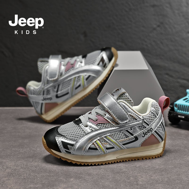 Jeep Girls' Shoes 2025 Breathable Mesh Flats Convenient Velcro Kidsren'S Casual Running Shoes Boys - Image 3
