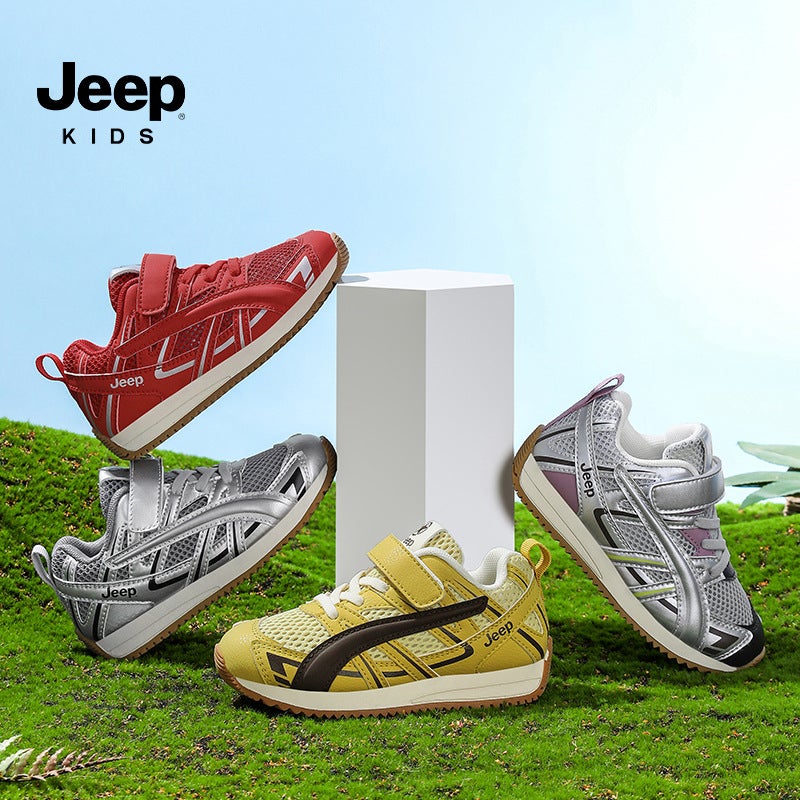 Jeep Girls' Shoes 2025 Breathable Mesh Flats Convenient Velcro Kidsren'S Casual Running Shoes Boys - Image 2
