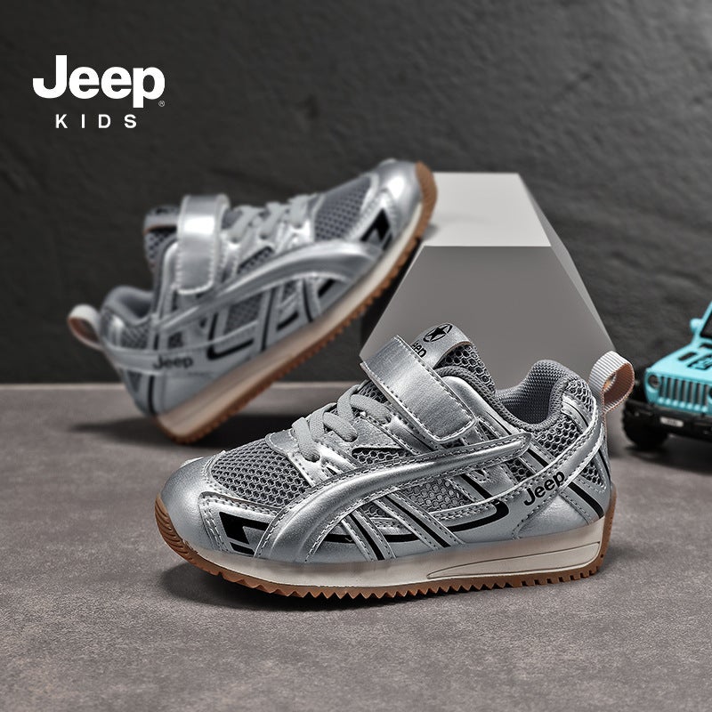 Jeep Girls' Shoes 2025 Breathable Mesh Flats Convenient Velcro Kidsren'S Casual Running Shoes Boys - Image 5