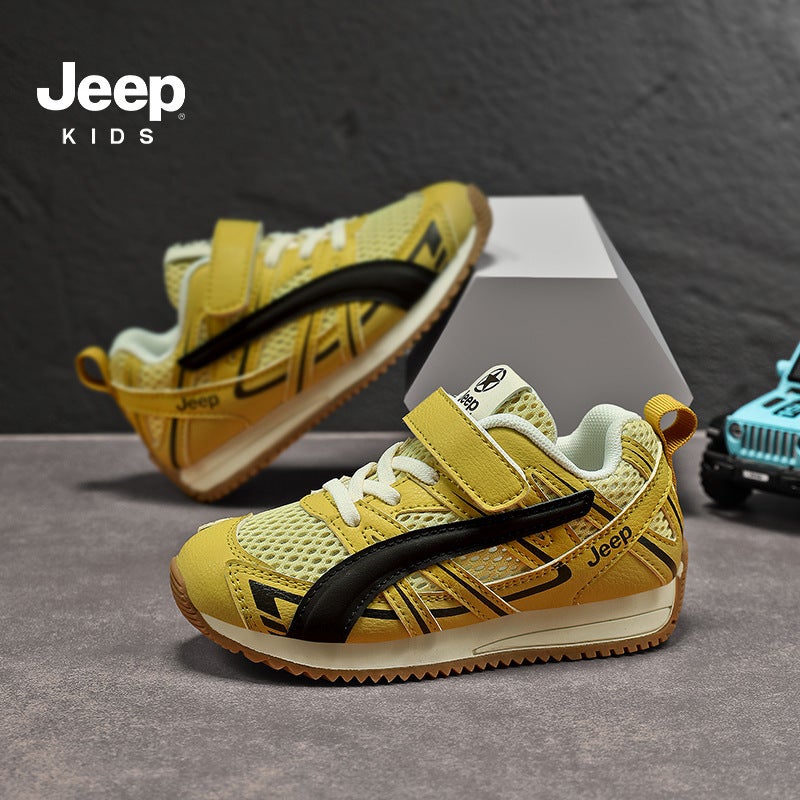 Jeep Girls' Shoes 2025 Breathable Mesh Flats Convenient Velcro Kidsren'S Casual Running Shoes Boys - Image 4