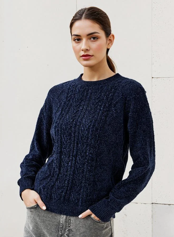 2Xtremz 2Xtremz Textured Chenille Sweater with Long Sleeves