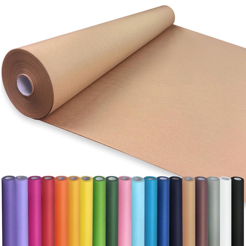 PerkHomy 30 x 2400 200 Brown Kraft Paper Roll for Craft Bulletin Board Paper Art Table Covering Crafting Gift Wrapping Bouquet Packing Parcel 70GSM 50LB Brown 30 x 200