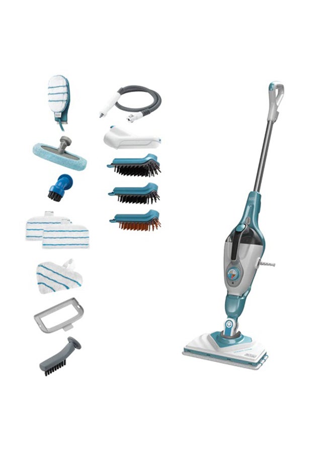 BLACK+DECKER 2-In-1 Steam Mop Delta Head And SteaMitt With 15 Accessories 1600 W BHSM1610DSM-GB White/Aqua - Image 1