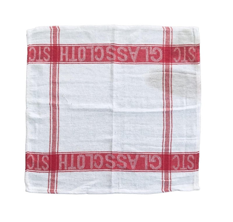 SANDHA Cleaning Glass Duster White and Border Red Wet Dry Cotton Cleaning Cloth 22 X 22 Inch Pack of 12 Home Kitchen Use