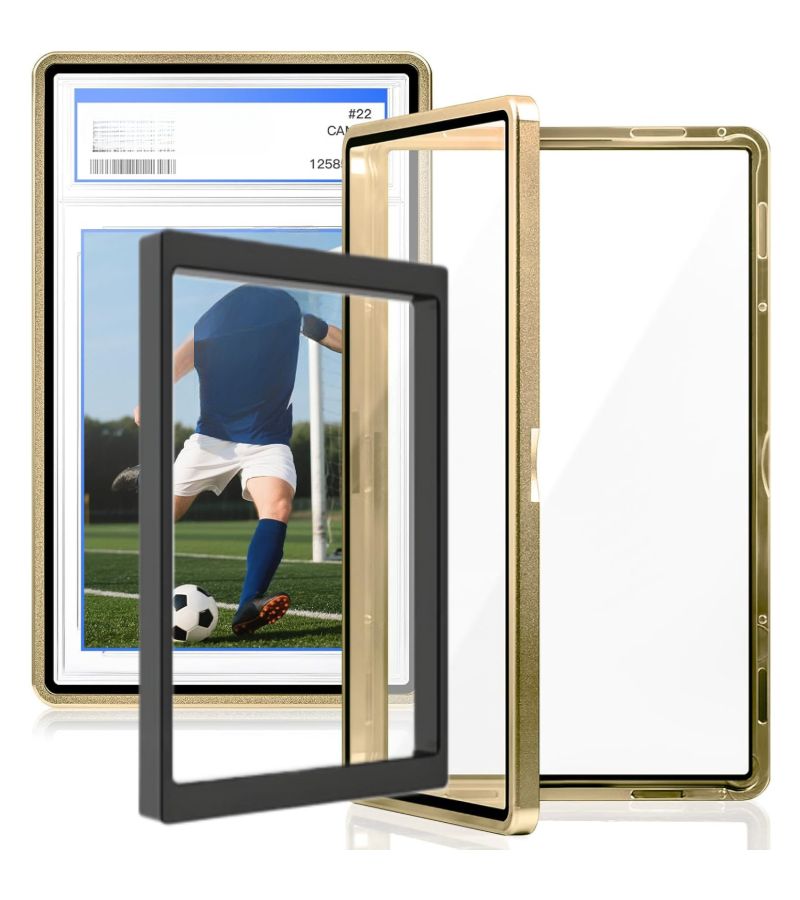 2 Pcs Magnetic Metal Grading Card Case Golden with Inner Liner UV Protection Display Cover for PSA CGC BGS CSG Trading Cards Baseball Football Game Cards - Image 3