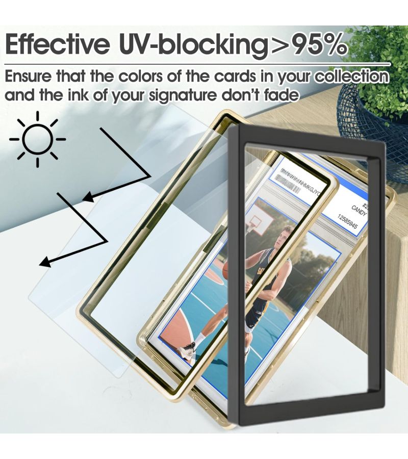 2 Pcs Magnetic Metal Grading Card Case Golden with Inner Liner UV Protection Display Cover for PSA CGC BGS CSG Trading Cards Baseball Football Game Cards - Image 1