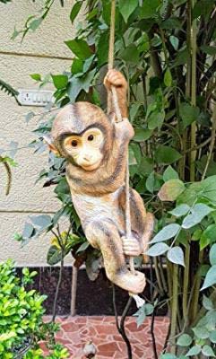 The Decorshed Resin Hanging Monkey for Garden Decoration, Home Decoration, Monkey Figure (Brown) - Image 1