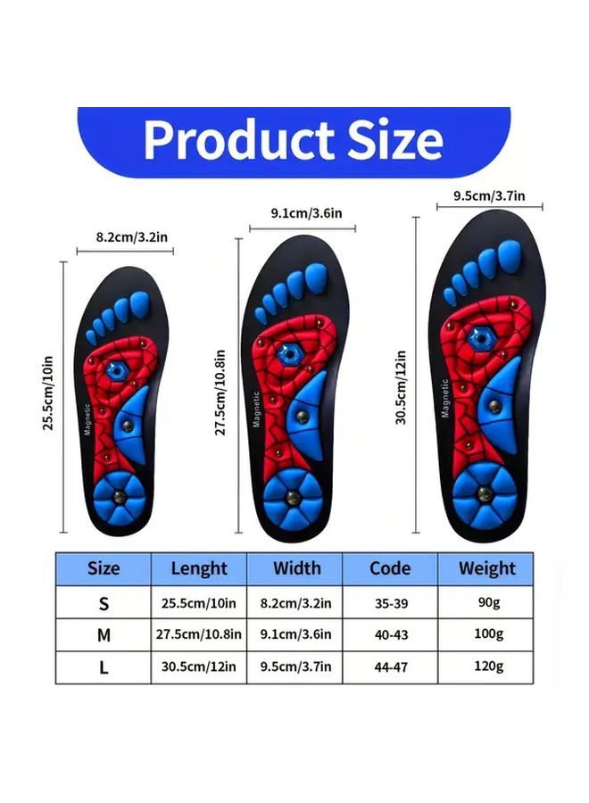 Magnetic Acupoint Massage Insoles Size 44-47 Shock Absorbing EVA Breathable Non Slip Arch Support - Image 3