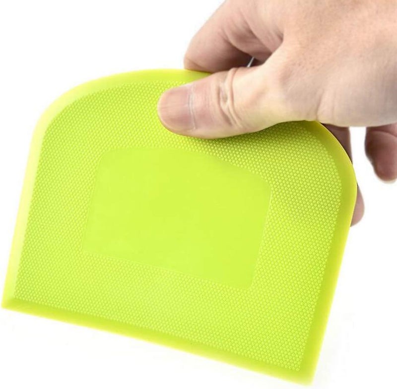 lasenersm 2 Pieces Dough Scraper Bowl Food-safe Plastic Dough Cutter Flexible Bench Multipurpose Food Scrappers for Bread Dough Cake Fondant Icing, White, Green - Image 5