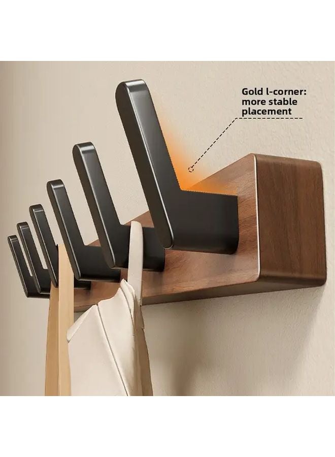 3 خطاف حائط خشبي مع ذراع معدنية سوداء للمعاطف والحقائق وسماعات الرأس - Image 3