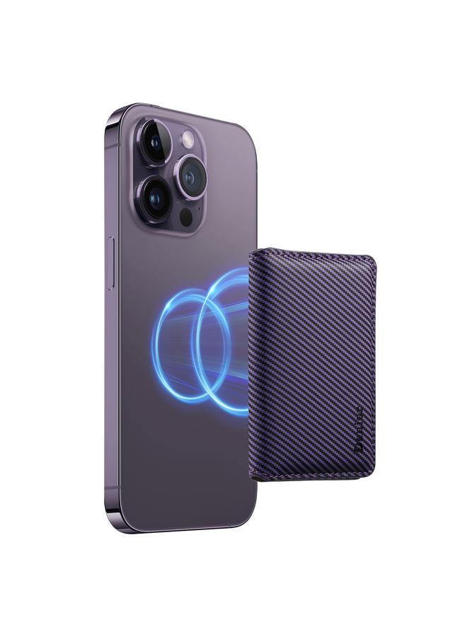 The Bros V13 Magsafe Wallet Carbon Fiber Texture Leather Magnetic Card Holder Bag