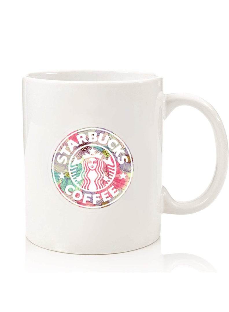 Theodor فنجان قهوة مطبوع بجودة ممتازة من الجهتين لكوب الشاي للاستخدام المنزلي والمكتبي، للأطفال والرجال والنساء، ملون ستاربكس - Image 1