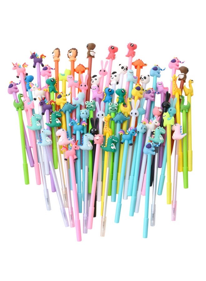 YYaaloa 70pcs Cute Novelty Gel Ink Pens Cartoon Animal 0.5 mm Black Ink Pens Bulk for Kids Office School Supplies Christmas Party Gifts - Image 1