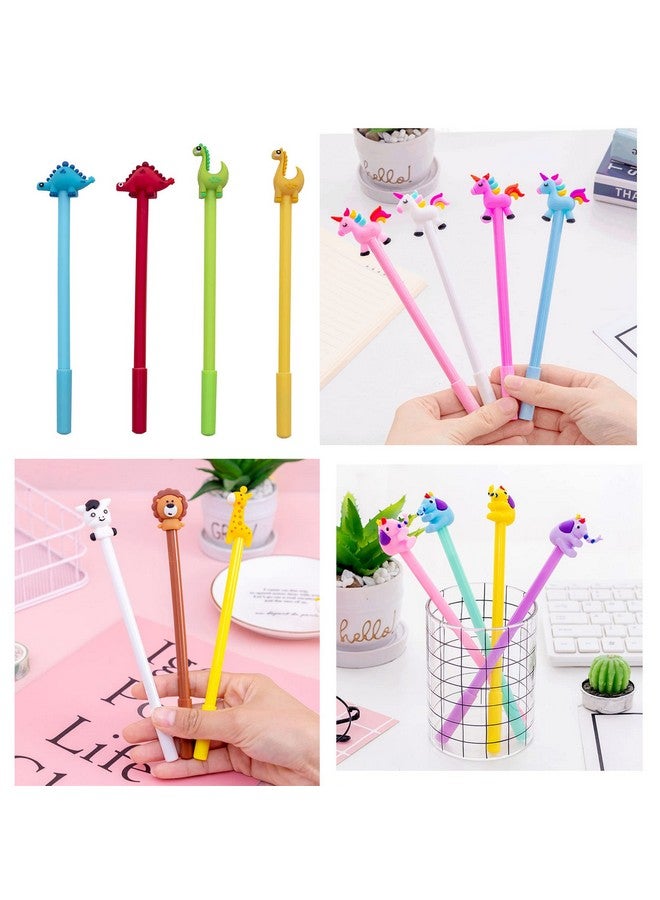 YYaaloa 70pcs Cute Novelty Gel Ink Pens Cartoon Animal 0.5 mm Black Ink Pens Bulk for Kids Office School Supplies Christmas Party Gifts - Image 3