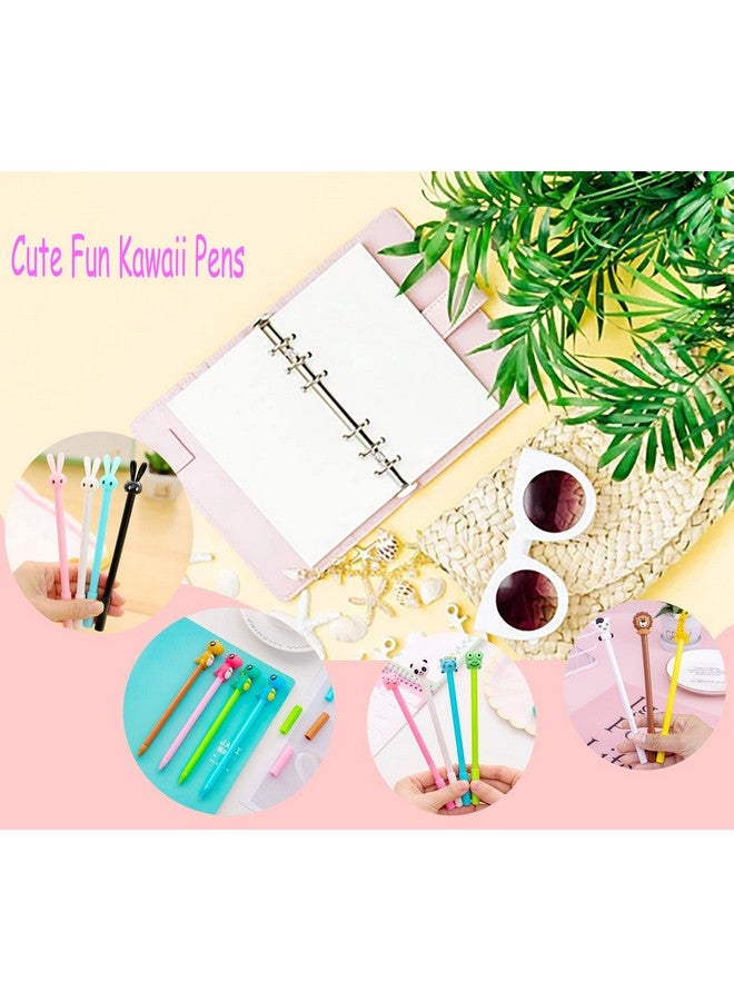YYaaloa 70pcs Cute Novelty Gel Ink Pens Cartoon Animal 0.5 mm Black Ink Pens Bulk for Kids Office School Supplies Christmas Party Gifts - Image 5