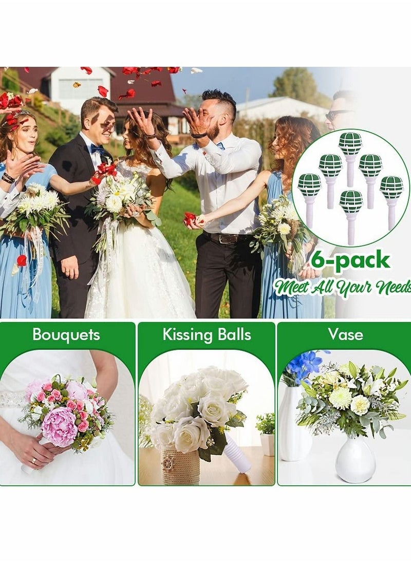 Excefore - Wedding Bouquet Holder, 6-Pack Bouquet Holder, Fresh Artificial Flowers Holder Decoration Bridal Bouquet, DIY Wedding Foam Bouquet Handle, for Flower Arrangement, Bridal Bouquets for Wedding - Image 1