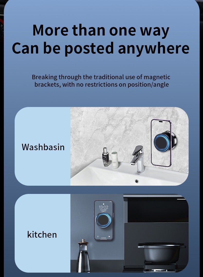 general Car Phone Holder with Magnetic Suction 360 Degree Rotating，Strong Suction for Car Kitchen Mirro Gym Bath Shower All Smooth Surface，Compatible with iPhone，Huawei，Xiaomi and Samsung - Image 3