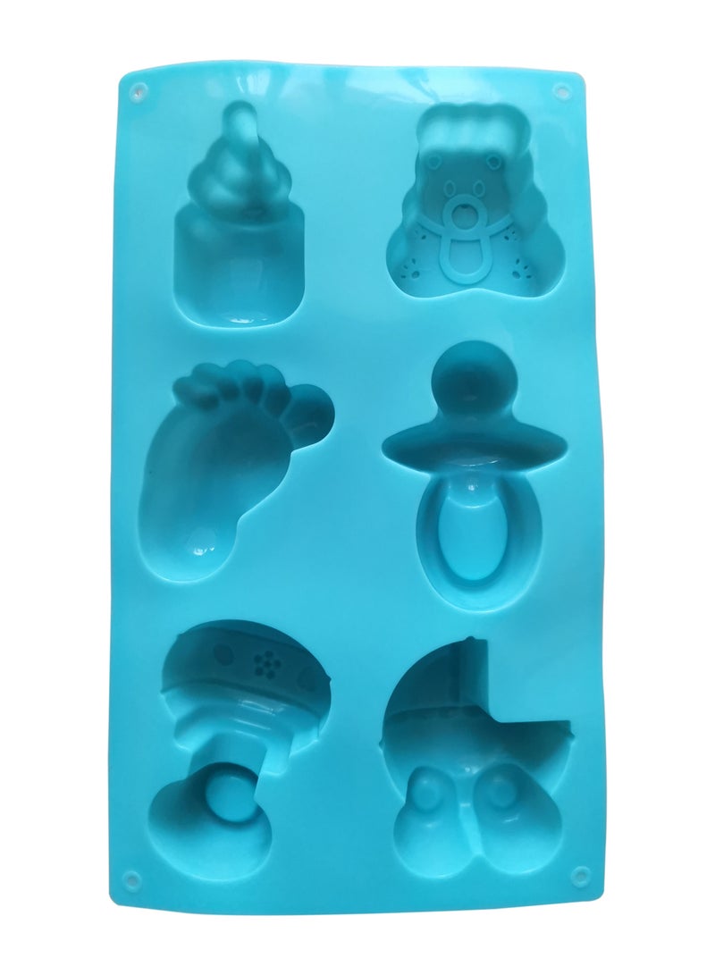 asmat 6-Cavity Baby Milk Bottle, Car, and Footprint Silicone Mold for Muffins, Cheesecake, and Soap, Silicone Baking Mold, Baby Bottle, Car, and Footprints for Fun Party Treats  - Image 2
