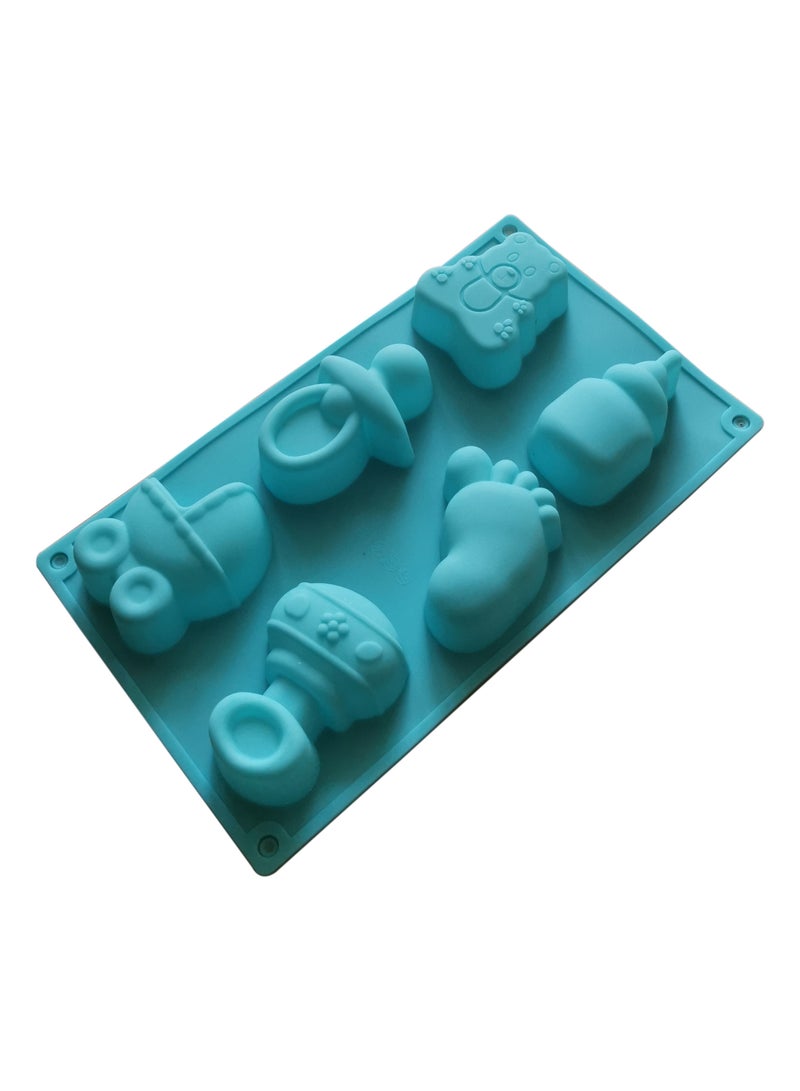 asmat 6-Cavity Baby Milk Bottle, Car, and Footprint Silicone Mold for Muffins, Cheesecake, and Soap, Silicone Baking Mold, Baby Bottle, Car, and Footprints for Fun Party Treats  - Image 3