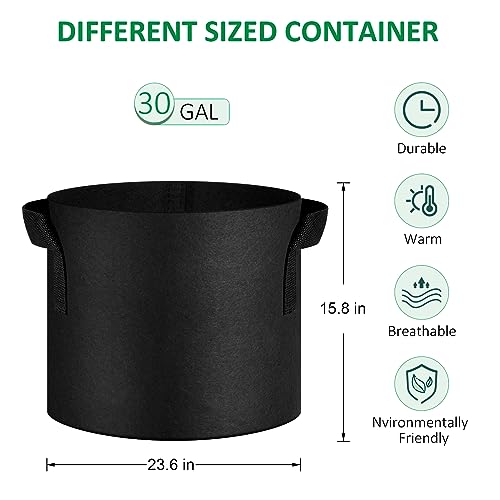 JNYONG 12-Pack 30 Gallon Thickened Non-Woven Grow Bags, Aeration Fabric Pots with Handles（Black） - Image 2