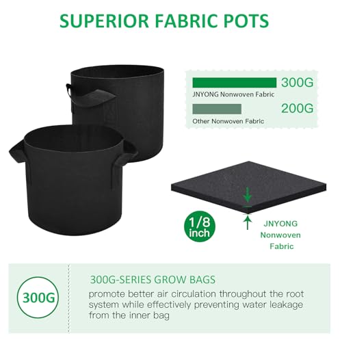 JNYONG 12-Pack 30 Gallon Thickened Non-Woven Grow Bags, Aeration Fabric Pots with Handles（Black） - Image 4