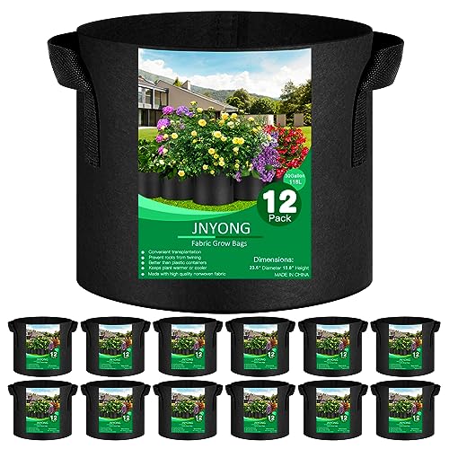 JNYONG 12-Pack 30 Gallon Thickened Non-Woven Grow Bags, Aeration Fabric Pots with Handles（Black） - Image 1