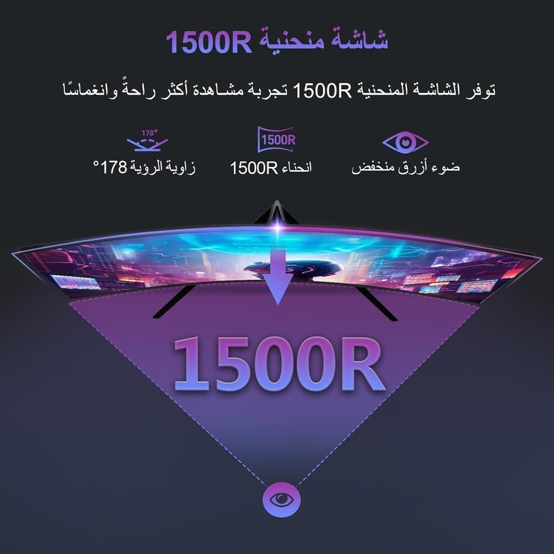 Z Z-Edge شاشة الألعاب Z-Edge UG27 بحجم 27 بوصة وشكل منحني، بنسبة عرض إلى ارتفاع 16:9، دقة 1920x1080، وتردد عرض 200 هرتز، وزمن استجابة سريع 1 مللي ثانية، شاشة LED بدون إطار، تدعم تقنية AMD Freesync Premium، مع منافذ DP 1.4 وHDMI 2.0، مناسبة لأجهزة PS5 وXbox. - Image 4