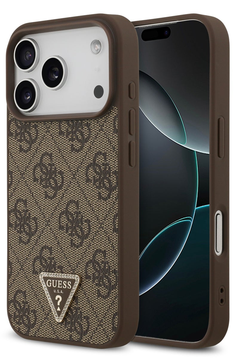 GUESS iPhone 17 Pro MagSafe Case 4G PU Leather With Triangle Logo /  Magsafe Compatible / Ultra Slim / lightweight design / Easy Installation - Brown - Image 2