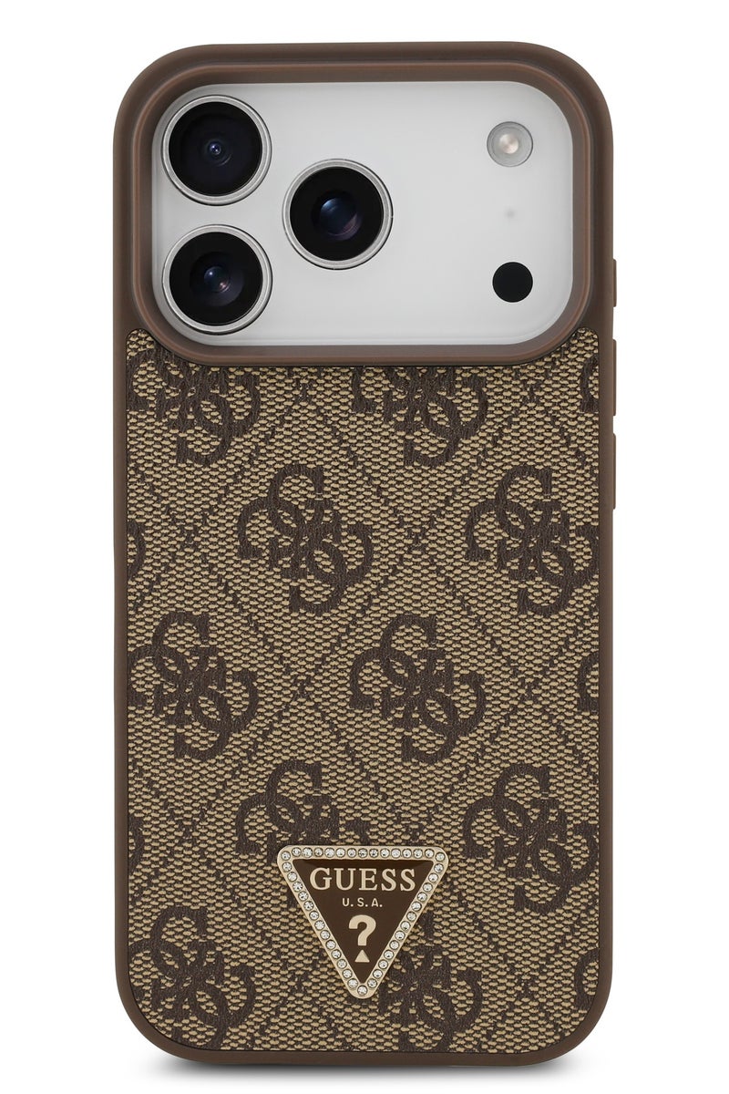 GUESS iPhone 17 Pro MagSafe Case 4G PU Leather With Triangle Logo /  Magsafe Compatible / Ultra Slim / lightweight design / Easy Installation - Brown - Image 1