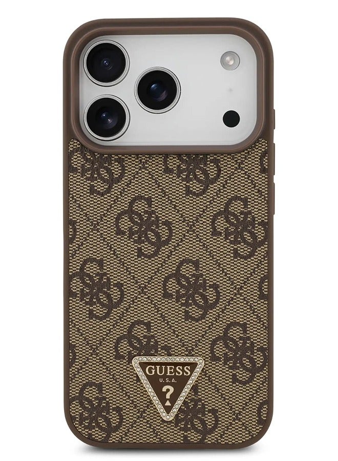 GUESS iPhone 17 Pro MagSafe Case 4G PU Leather With Triangle Logo /  Magsafe Compatible / Ultra Slim / lightweight design / Easy Installation - Brown - Image 1
