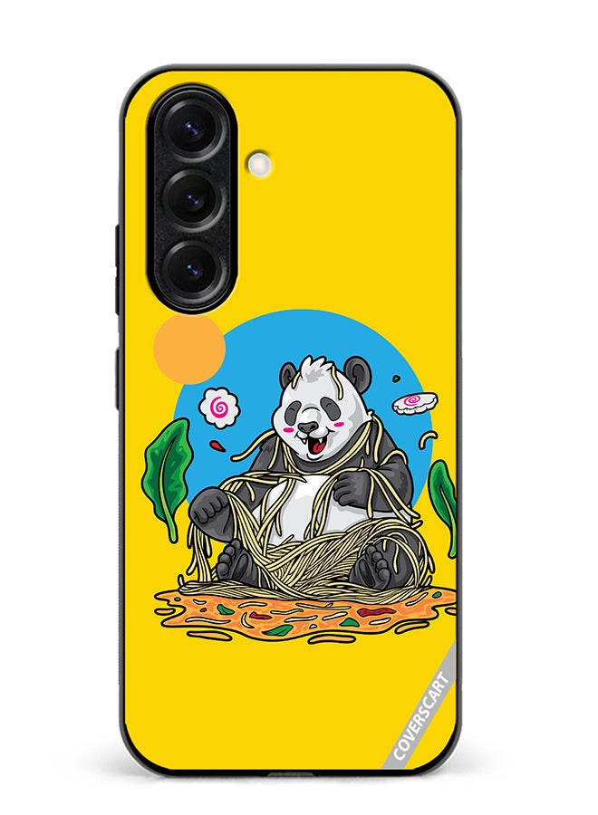 Protective Case Cover For Samsung Galaxy S25 Plus Panda Eating Noodles Design Multicolour