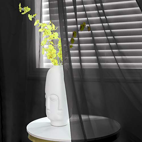 TOAVA DECO Black Sheer Window Scarf Valance for Windows Black Sheer Scarf Curtains 216 Inches Long for Living Room Bedroom Curtain Drapes Wedding Party Canopy Bed 52×216 - Image 4