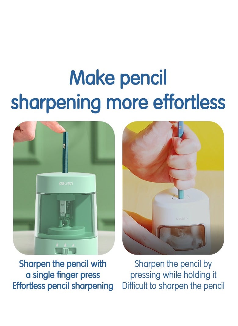 Deli - Deli VA3 USB/Battery Electric Sharpener with Tungsten Blade, 100-Pencil Capacity, Visual Shavings Box - Green - Image 1