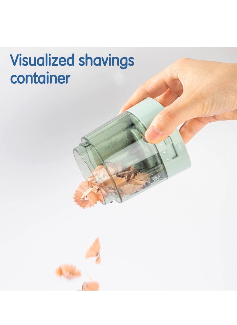 Deli - Deli VA3 USB/Battery Electric Sharpener with Tungsten Blade, 100-Pencil Capacity, Visual Shavings Box - Green - Image 1