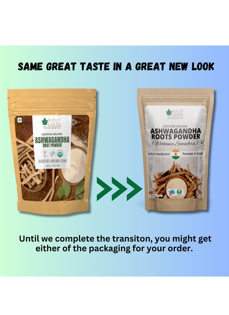 BLISS OF EARTH 453 GM Organic Ashwagandha Root Powder For Height Growth & Stress Relief  - Image 2