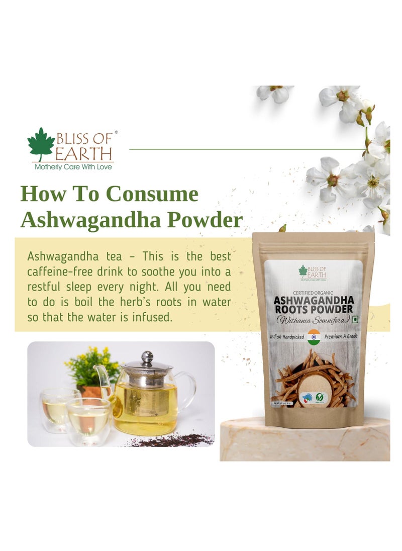 BLISS OF EARTH 453 GM Organic Ashwagandha Root Powder For Height Growth & Stress Relief  - Image 5