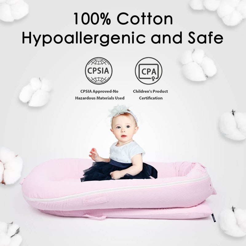 MEXXI Corduroy Baby Nest Cover for Dockatot Deluxe+ Docks | MEXXI Hypoallergenic Cotton Newbon Lounger Cover (Cover Only) (Pink) - Image 3
