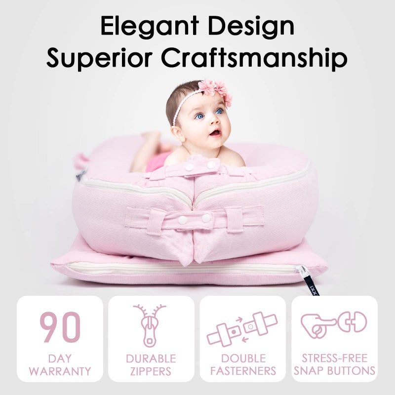 MEXXI Corduroy Baby Nest Cover for Dockatot Deluxe+ Docks | MEXXI Hypoallergenic Cotton Newbon Lounger Cover (Cover Only) (Pink) - Image 5