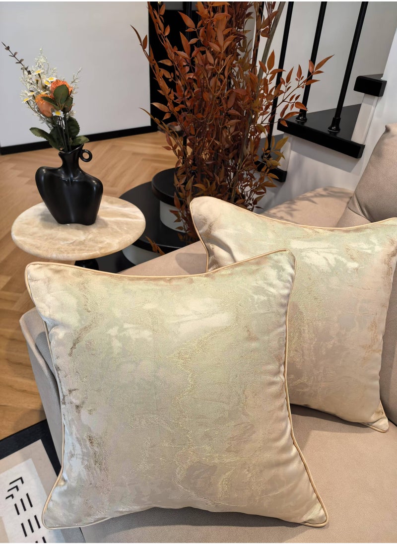 Generic Pack of 2, noble golden Decorative Square Throw Pillow Cover Cushion Covers Pillowcase, Home Decorations for Sofa Couch Bed Chair 18x18 Inch/45x45 cm  - Image 1