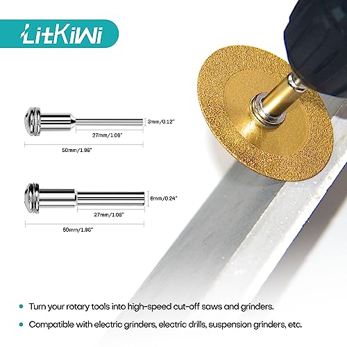 LitKiwi Mini Glasses Cutting Disc,1mm Ultra-Thin Diamond Cutting Blade Wheel,with 2 Sizes Round Mandrels,for Cutting Glass, Jade, Crystal, Ceramics and etc. - Image 4